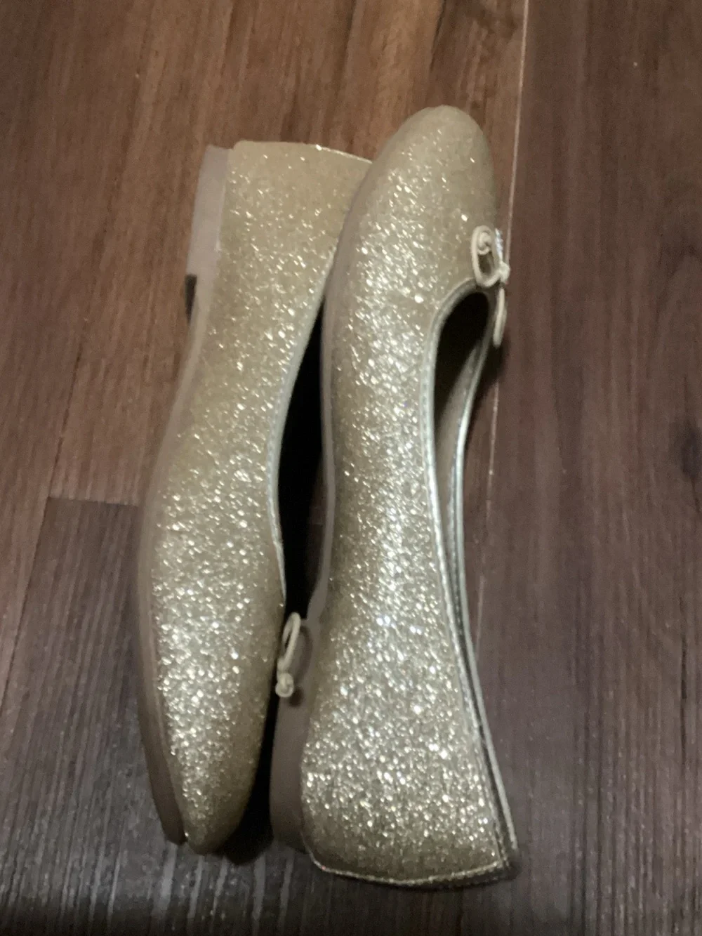 Dream Pairs Girls Gold Glitter Ballet Flats with Bow Sz 4